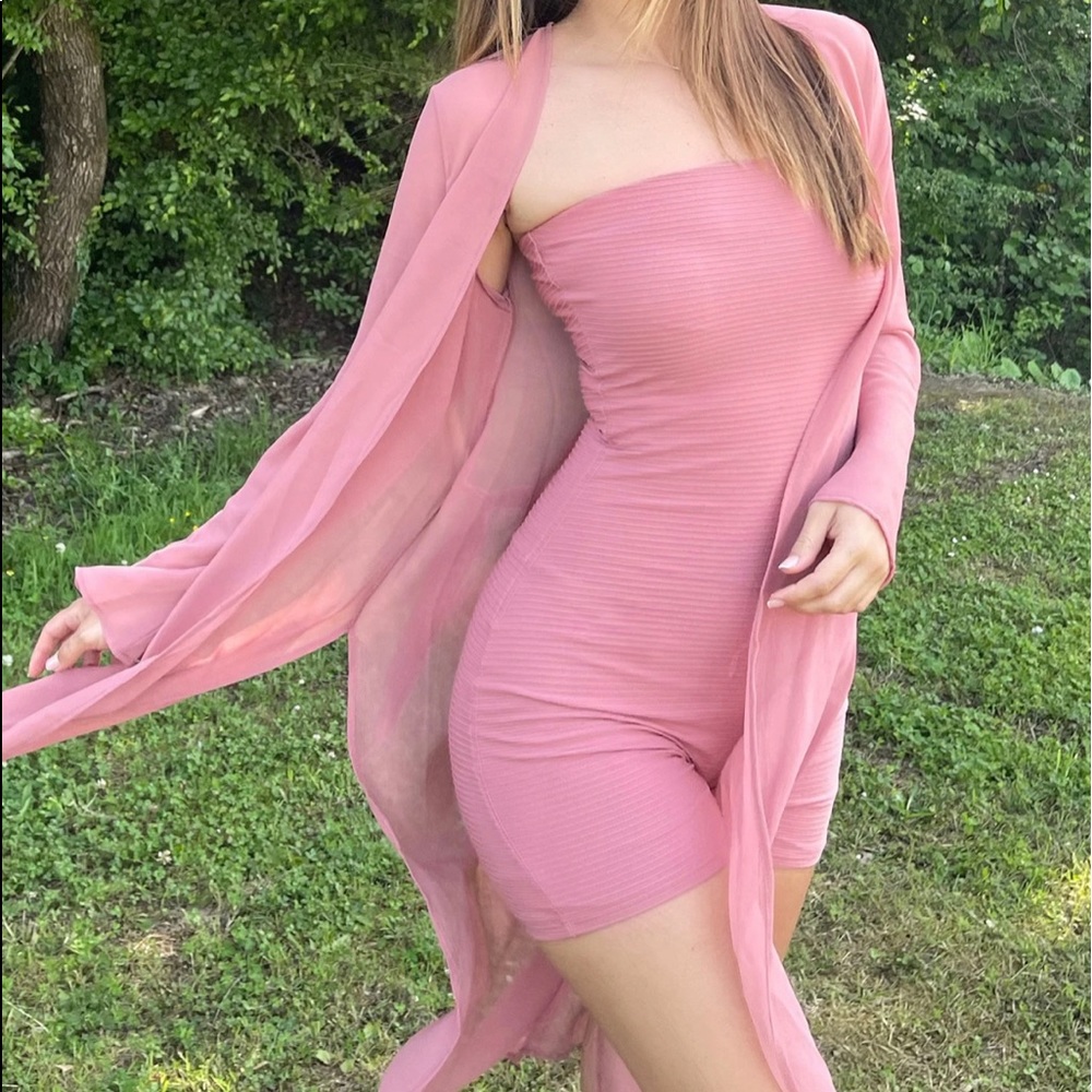 Fashion Nova Cardigan/Romper Set